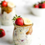 Vegan Strawberry Overnight Oats with almond butter